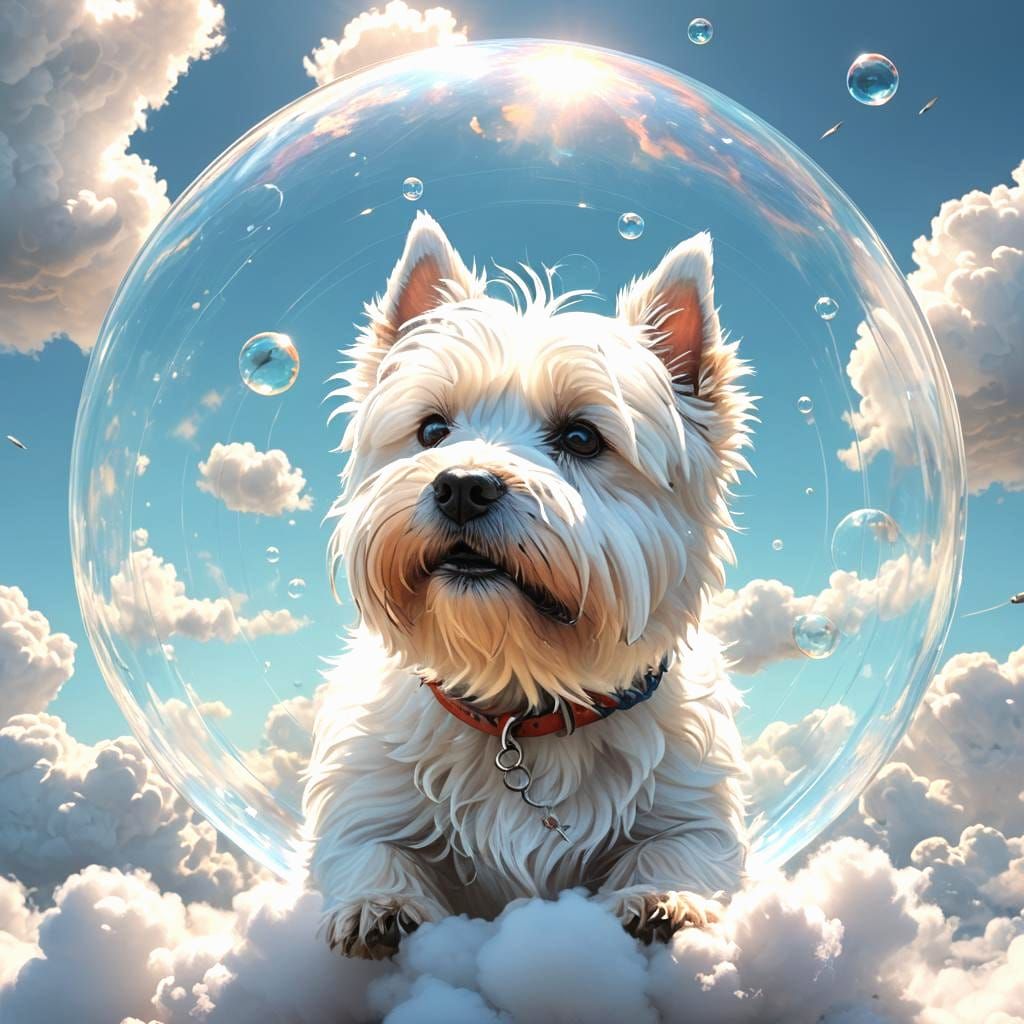 Westie in a Vibrant Dreamlike Bubble