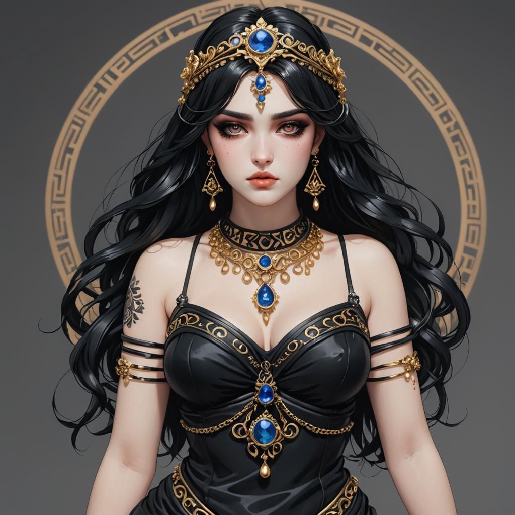 Greek curvy Goth goddess