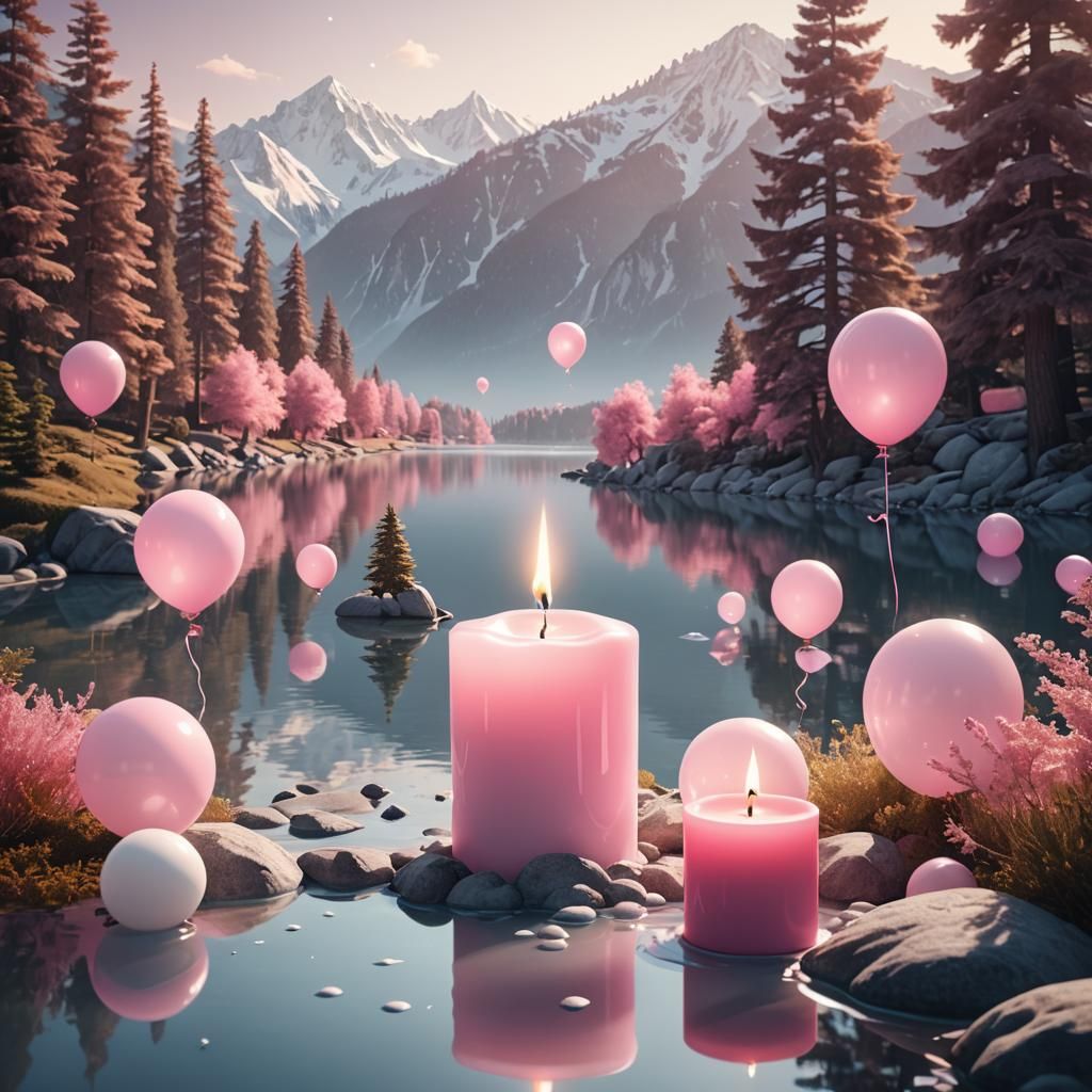 Dreamy Candlelit Landscape in Pastel Hues