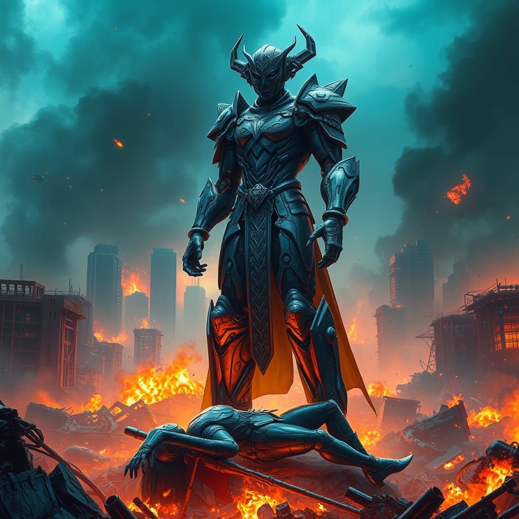 Cybernetic Titan Triumphs Over Fallen AI