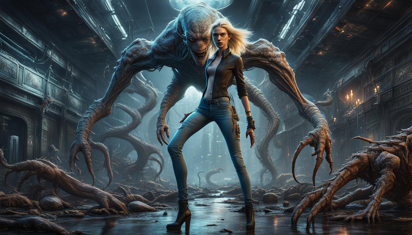 Fantastical Alien Monster in a Vibrant, Detailed World