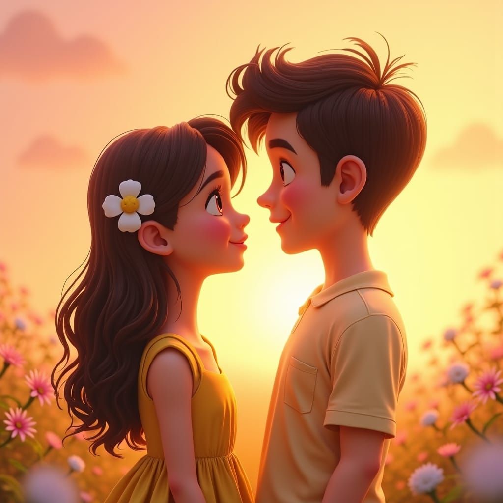 Enchanting Disney Fairytale Romance in Pixar Art Style