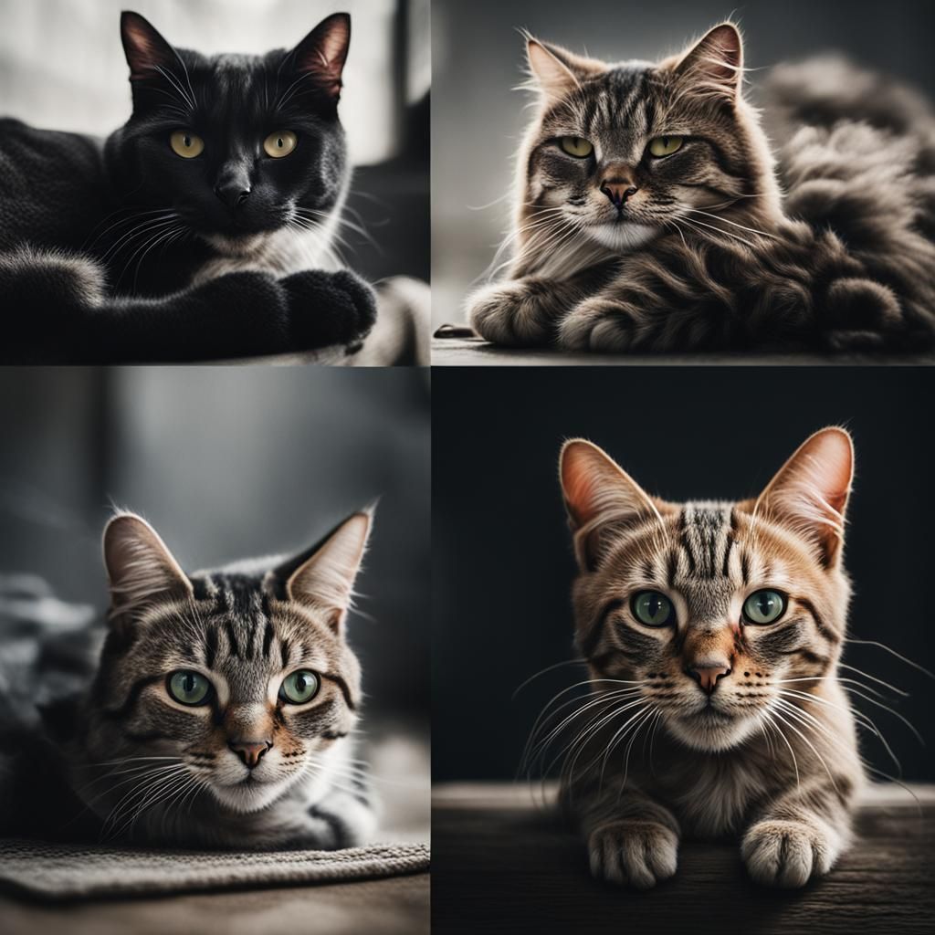 Surreal Yoga Cats in Photorealistic Collage