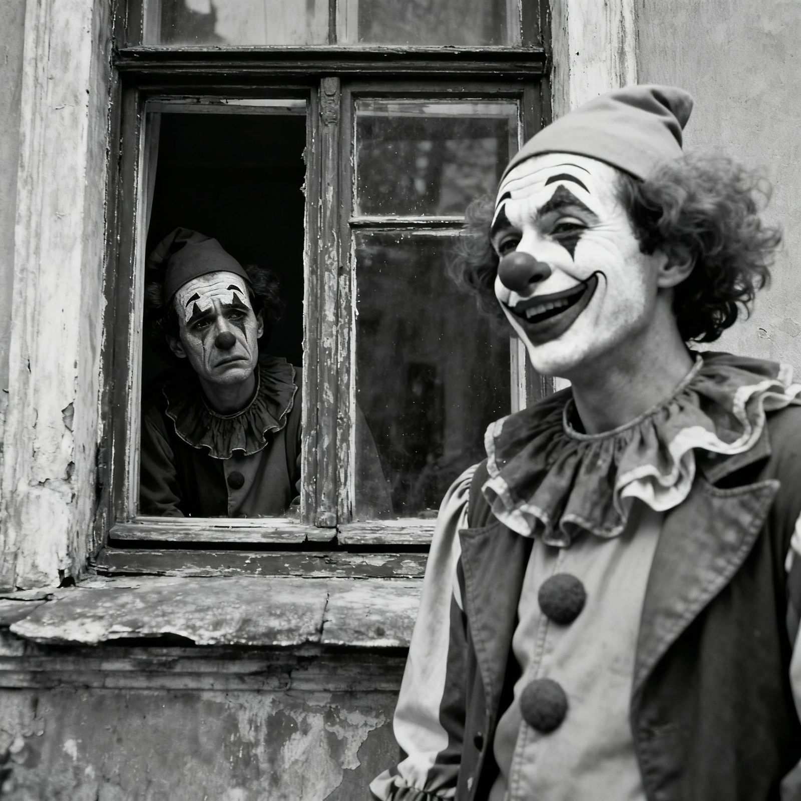 Clown's Happy Face Hides Sadness in Old Photo
