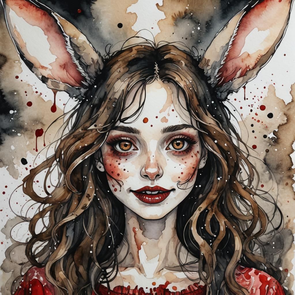 Feral Siren Unleashed in Whimsical Watercolor