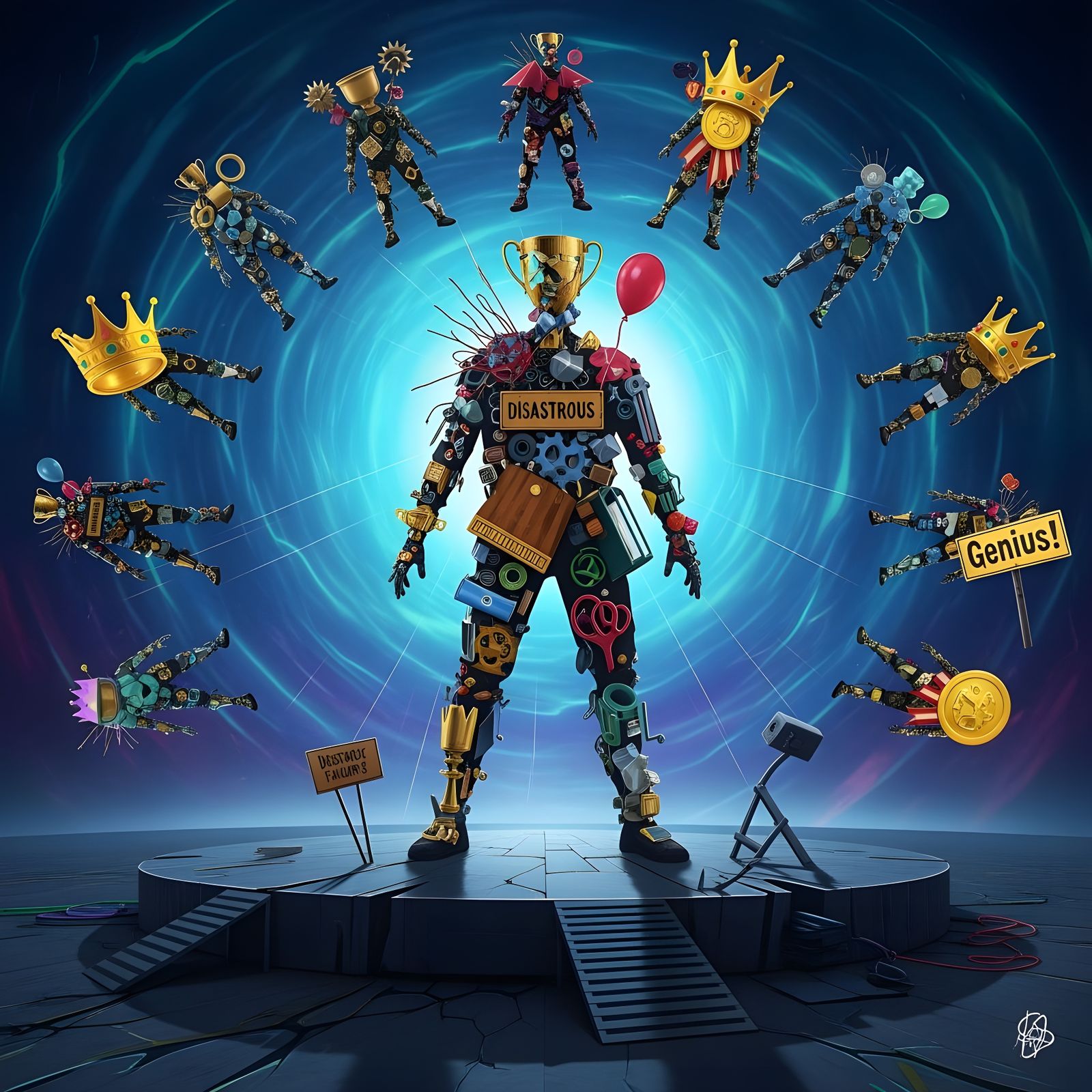 Abstract Silhouettes Mocking Failure in Bizarre Design