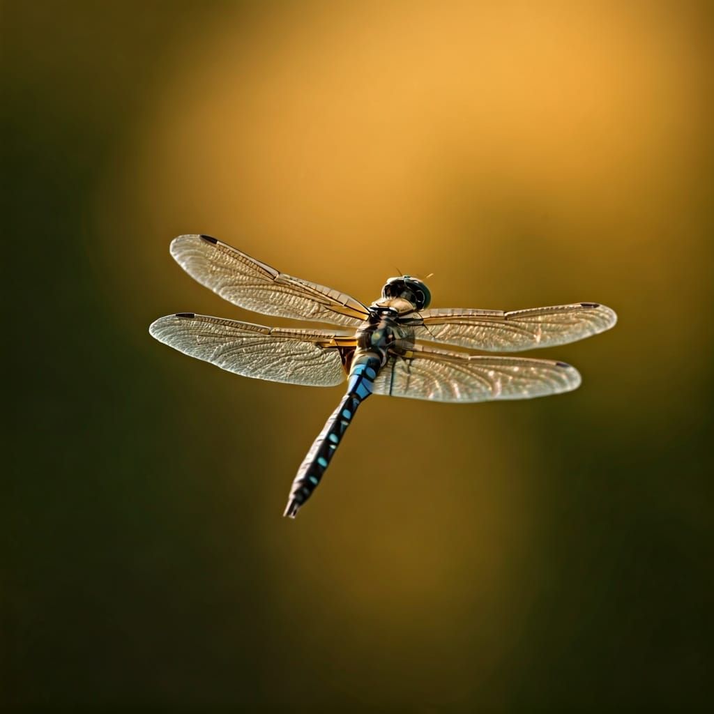Dragonfly Wings Glistening in Sunlight with Warm Bokeh