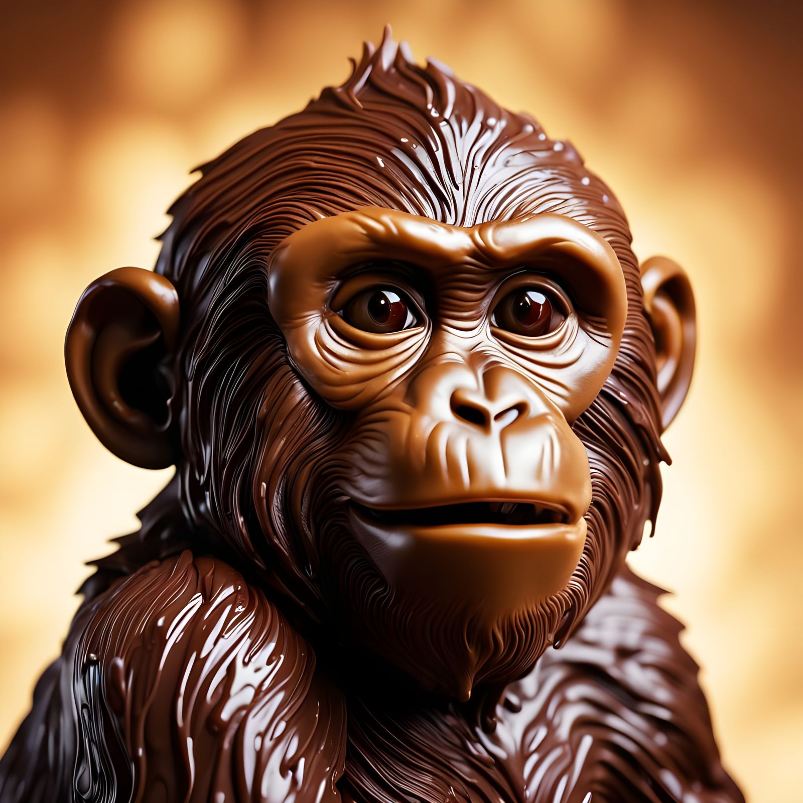 Realistic Chocolate Monkey Sculpture