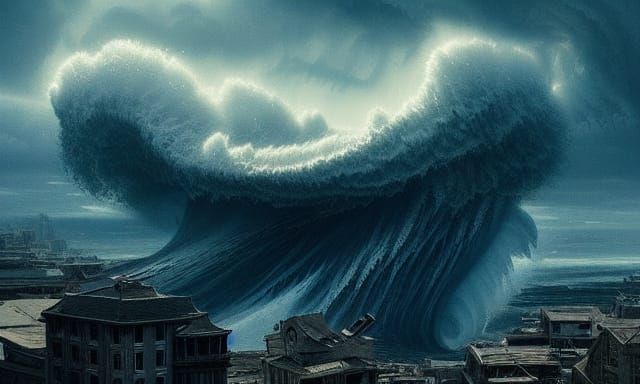 Surreal Tsunami Destruction as Epic Digital Matte Painting