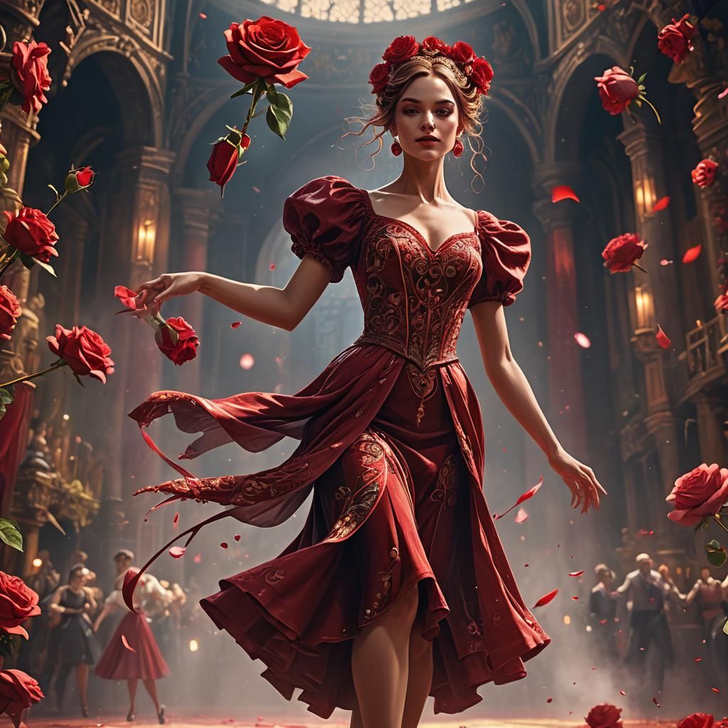 Alluring Spanish Dancer in Vibrant Red Gown