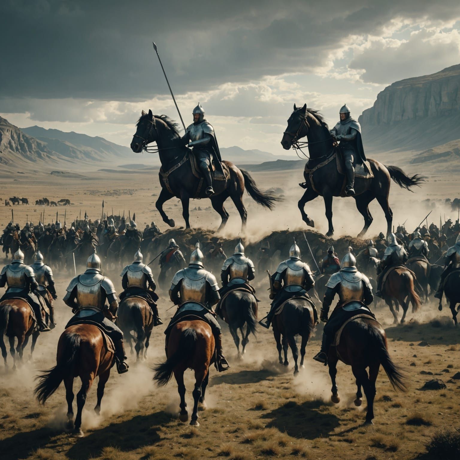 Epic Medieval Battle Scene in Cinematic Film Style