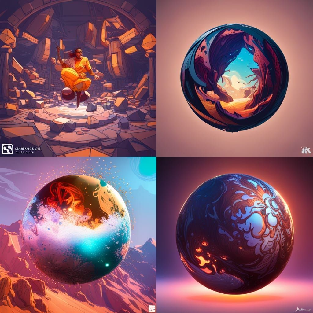 Surreal Snow Globe in Vibrant Triadic Colors