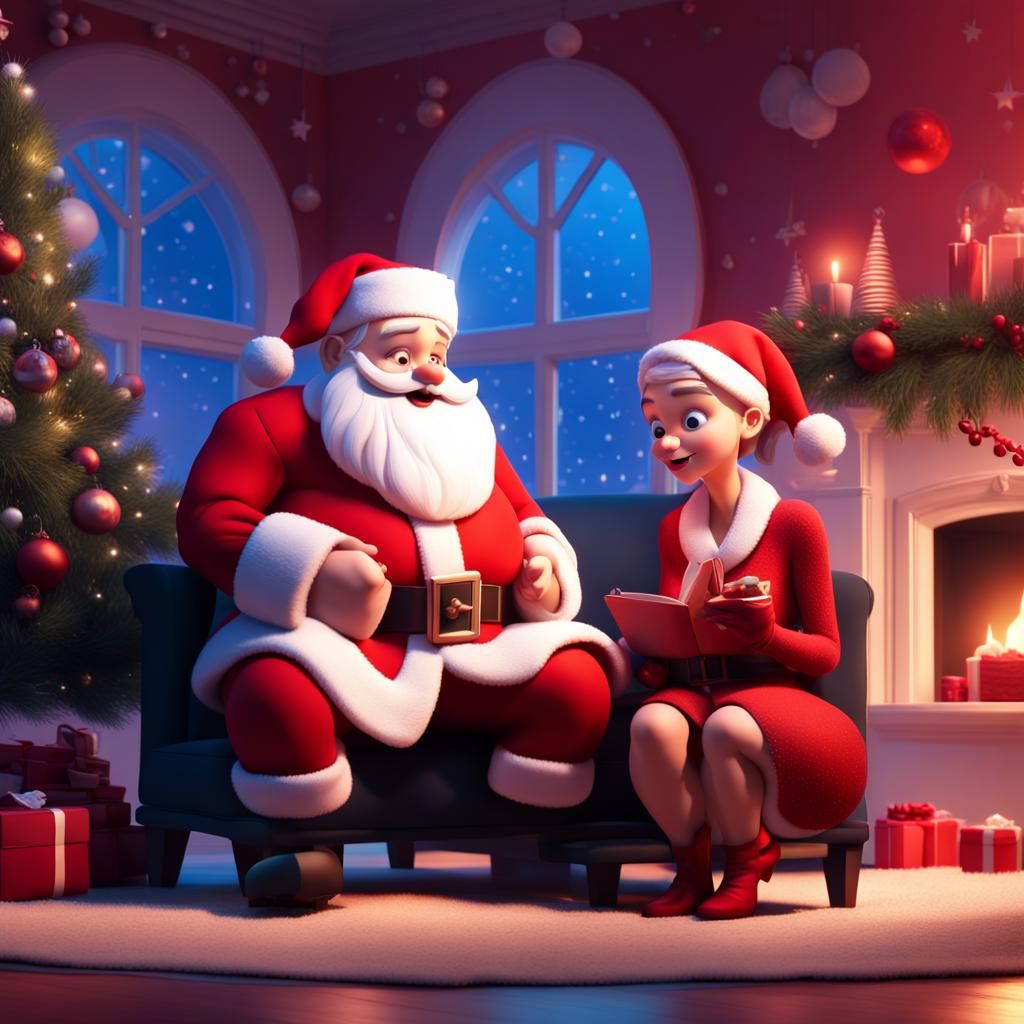 Romantic Christmas Atmosphere in Vibrant Digital Art