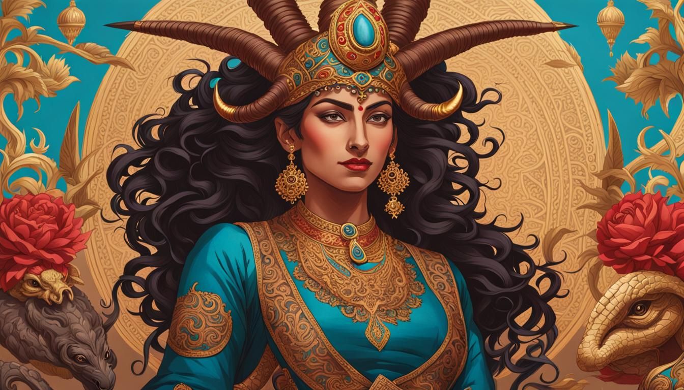 Female Cultivator Confronts Horned Beast in Action Painting