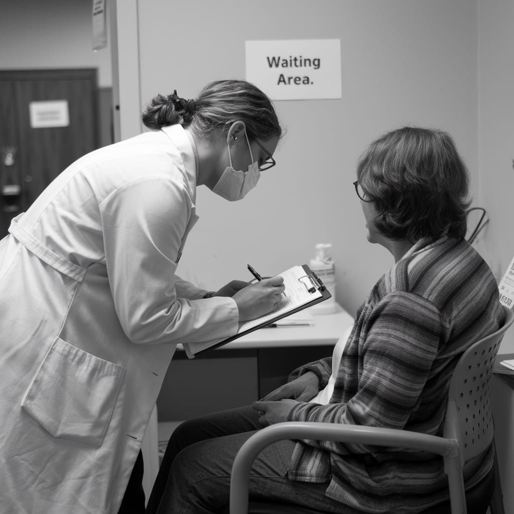Doctor Examining Patient in Waiting Area