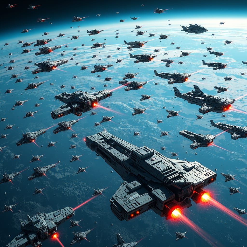 Galactic Space Battle in a Futuristic Alien World