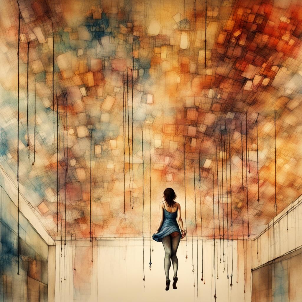 Surreal Art Brut Masterpiece Depicts Woman Walking on Ceilin...