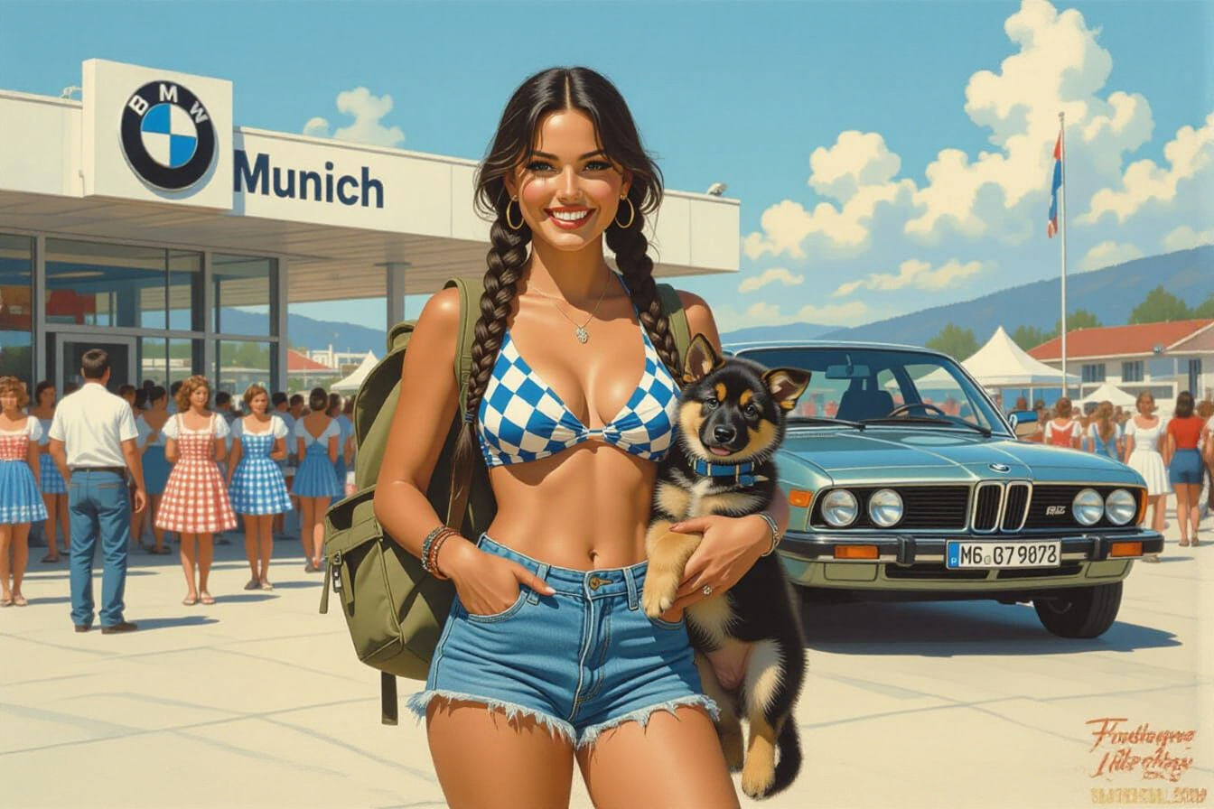 Woman with German Shepherd in Munich Oktoberfest Style