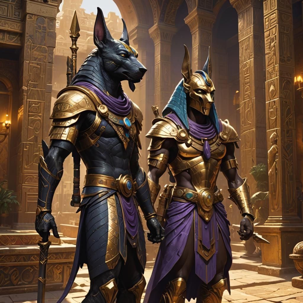Anubis Exalts in Dark Fantasy Temple