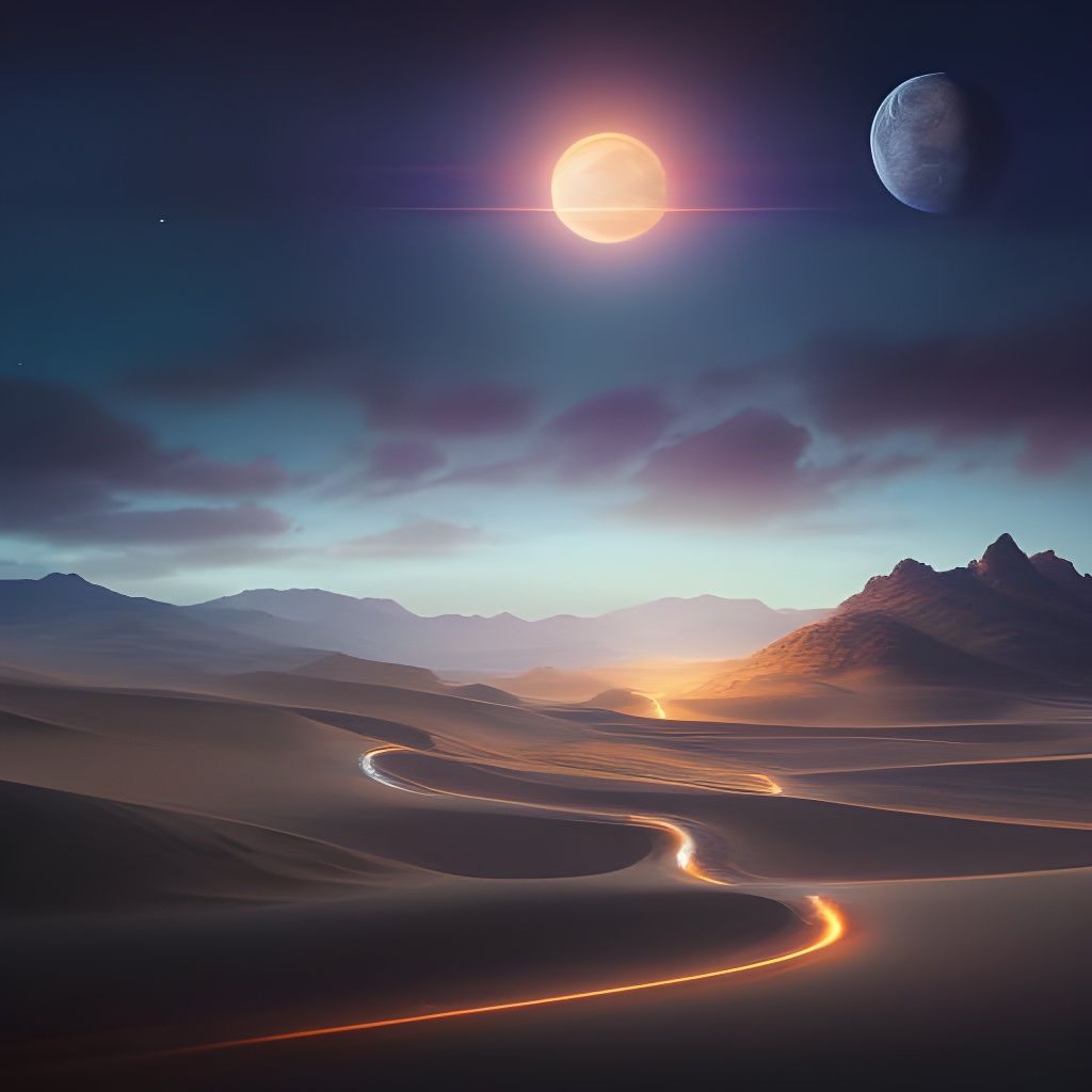 Surreal Desert Dreamscape at Night in Vibrant Digital Art