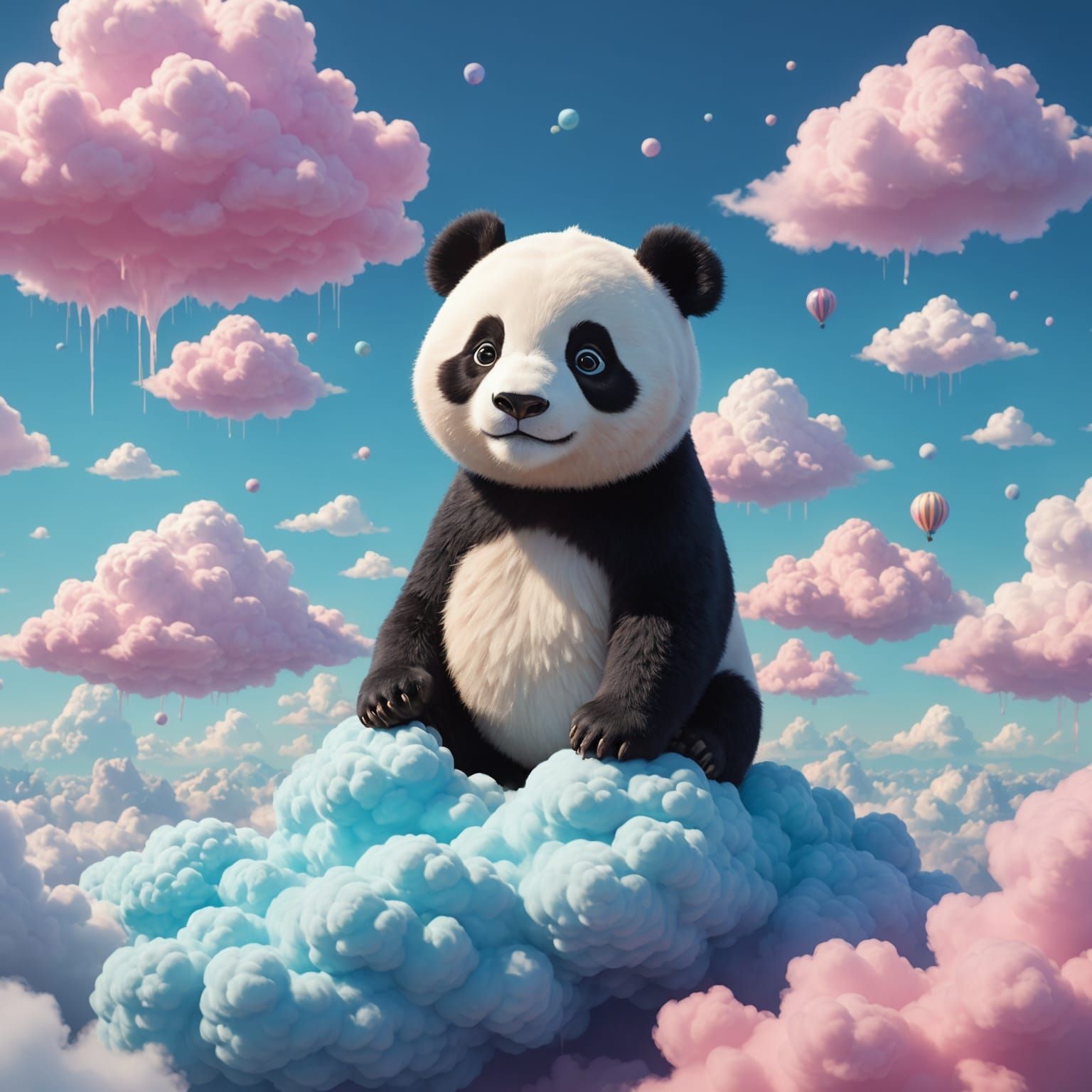 Pastel Cloud Panda in a Dreamy Fantasy Landscape