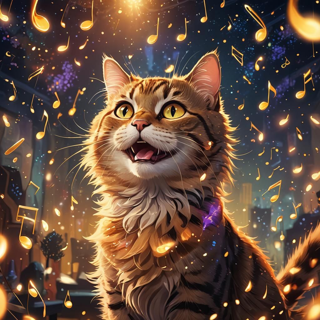 Whimsical Disney-Inspired Cat Sings with Sparkling Music Not...