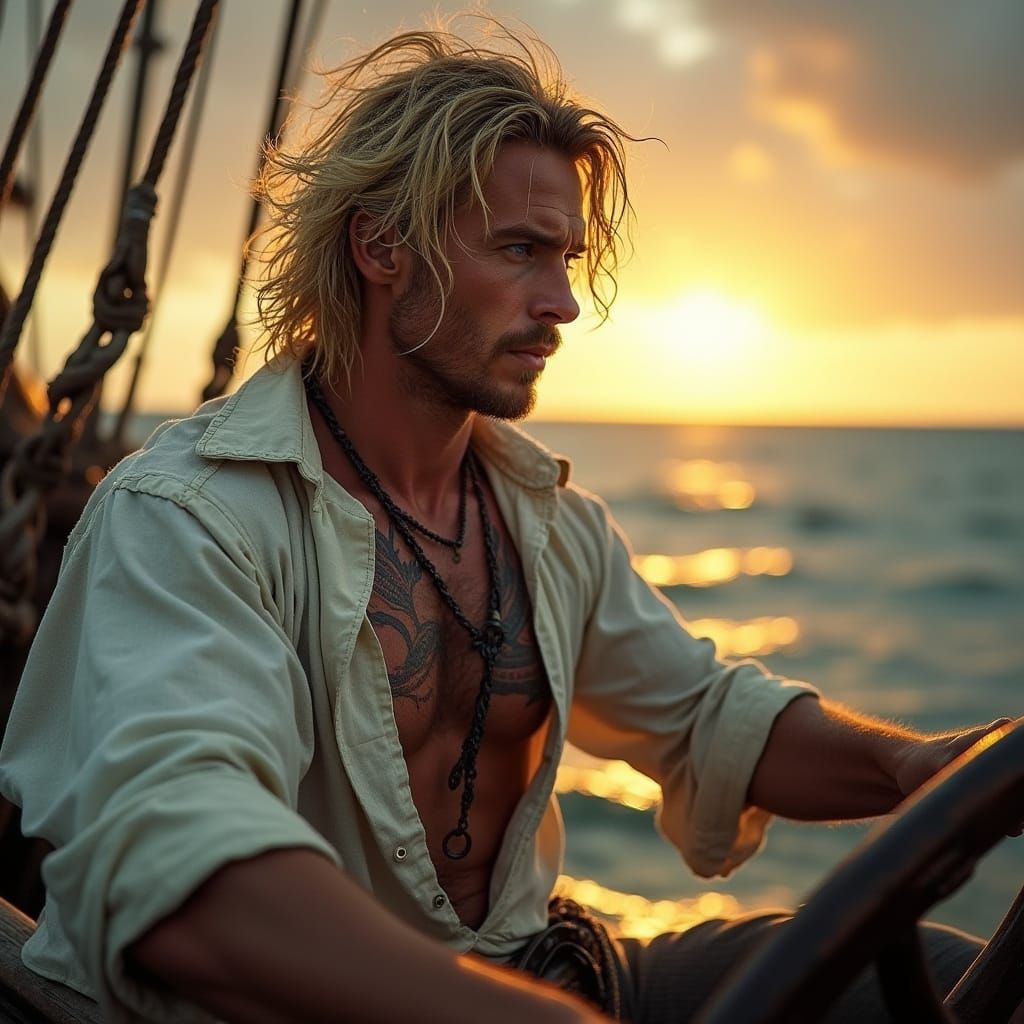 Dashing Pirate at Sunset Helm