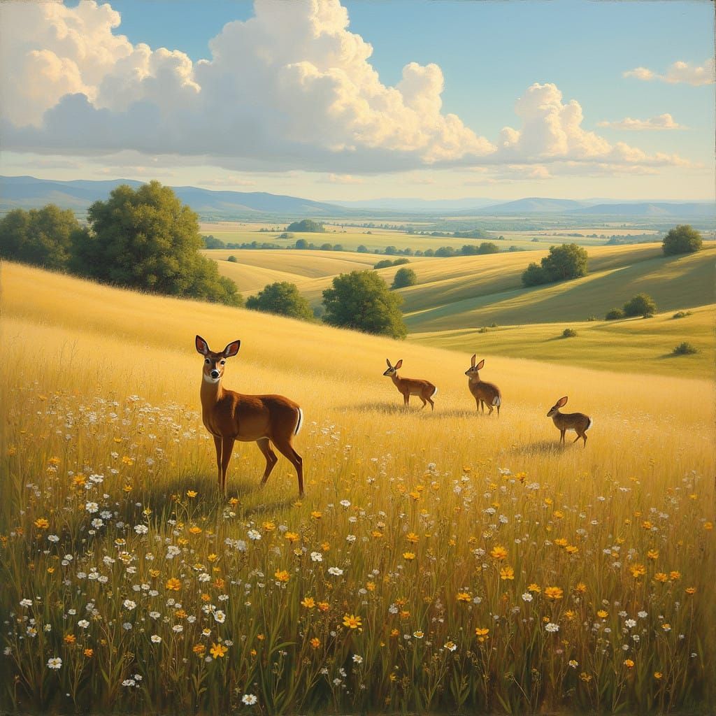Idyllic Prairie Landscape with Hidden Wildlife