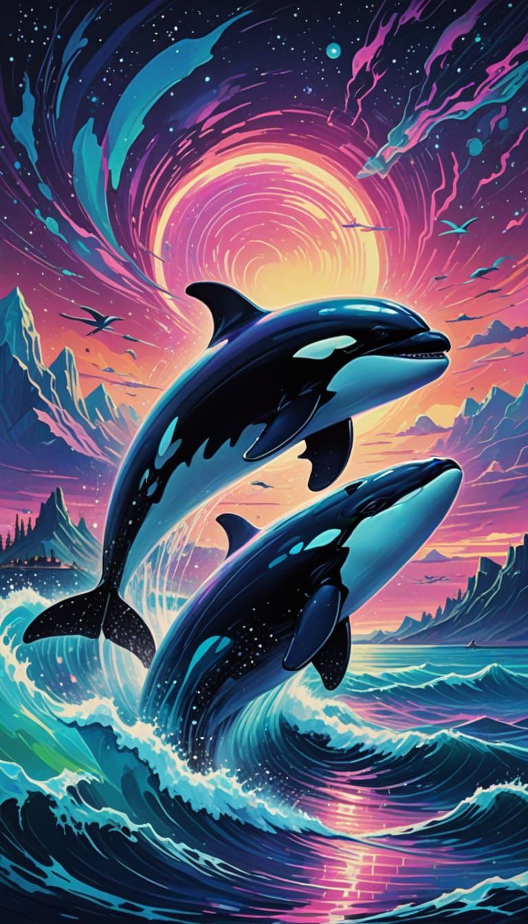 Majestic Orca Whale in Dreamy Van Gogh Style