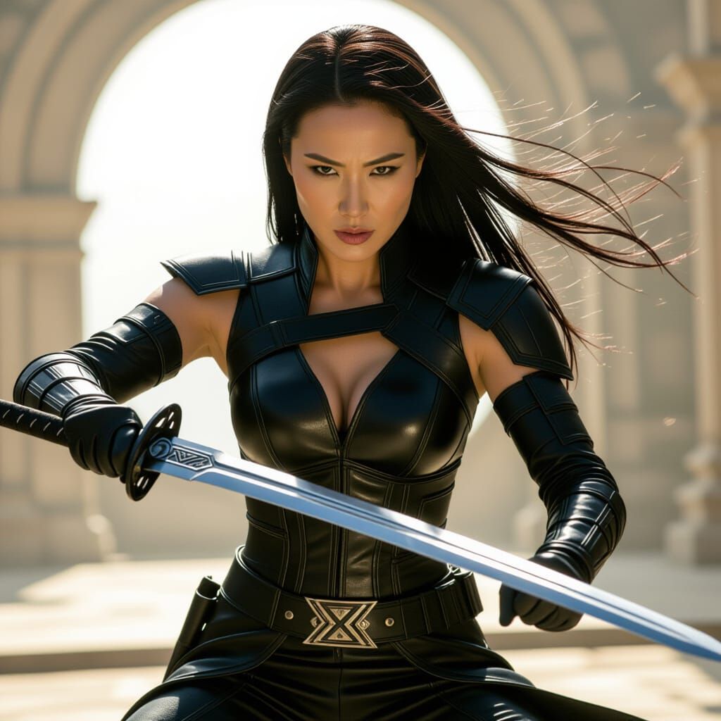 Asian Woman as Drax in Dynamic Action Pose