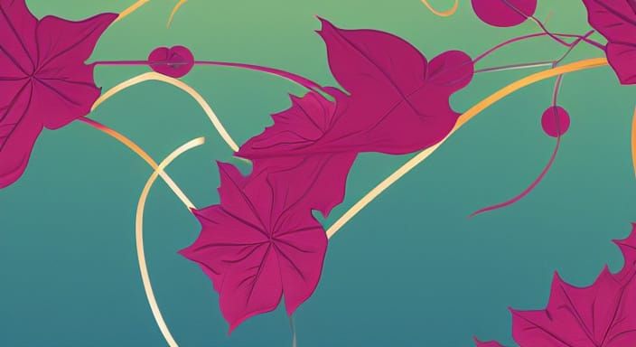 Branches in Deep Color, Art Nouveau Illustration
