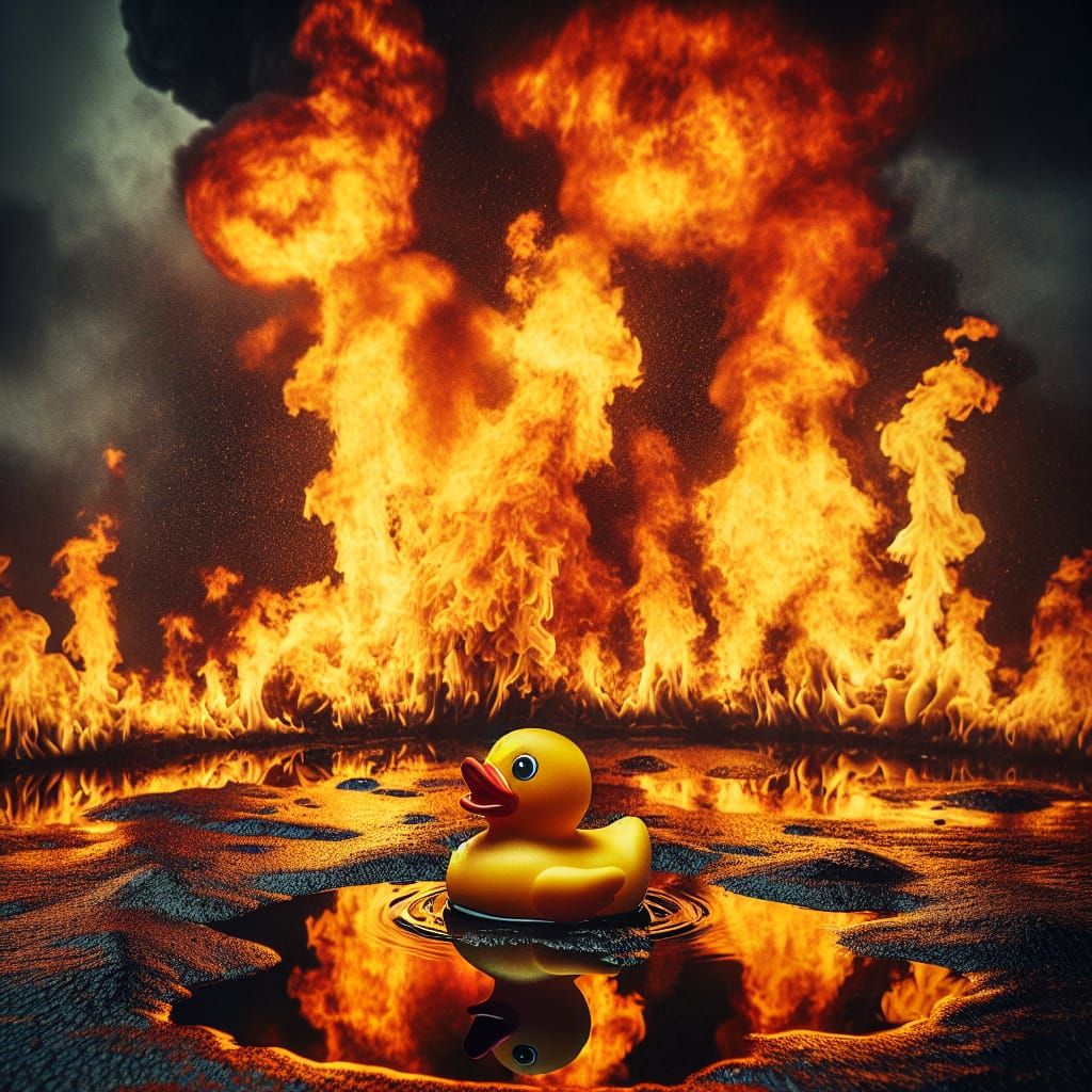 Surreal Scene of Despair: Innocence Adrift in Inferno