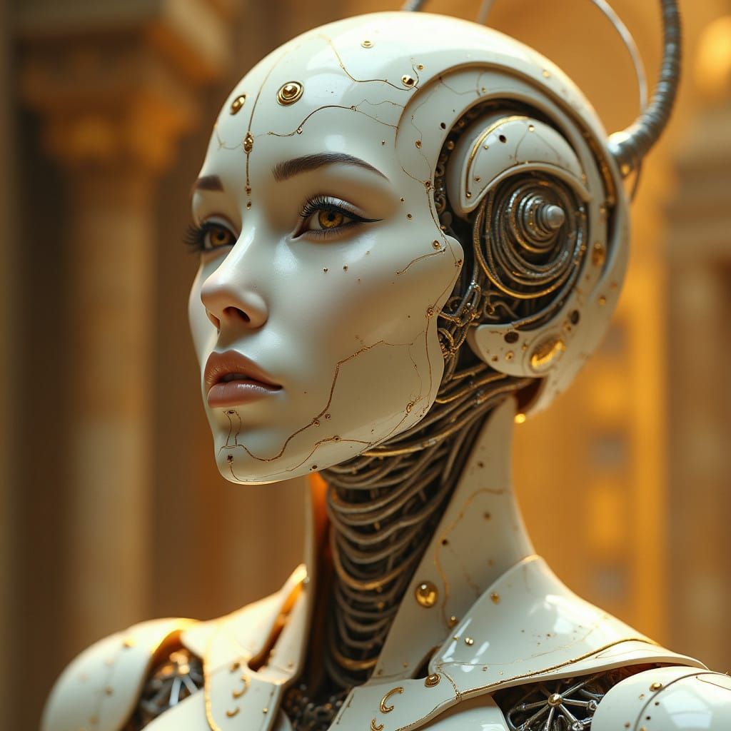 Ethereal Robot Goddess in Ancient Egyptian Style