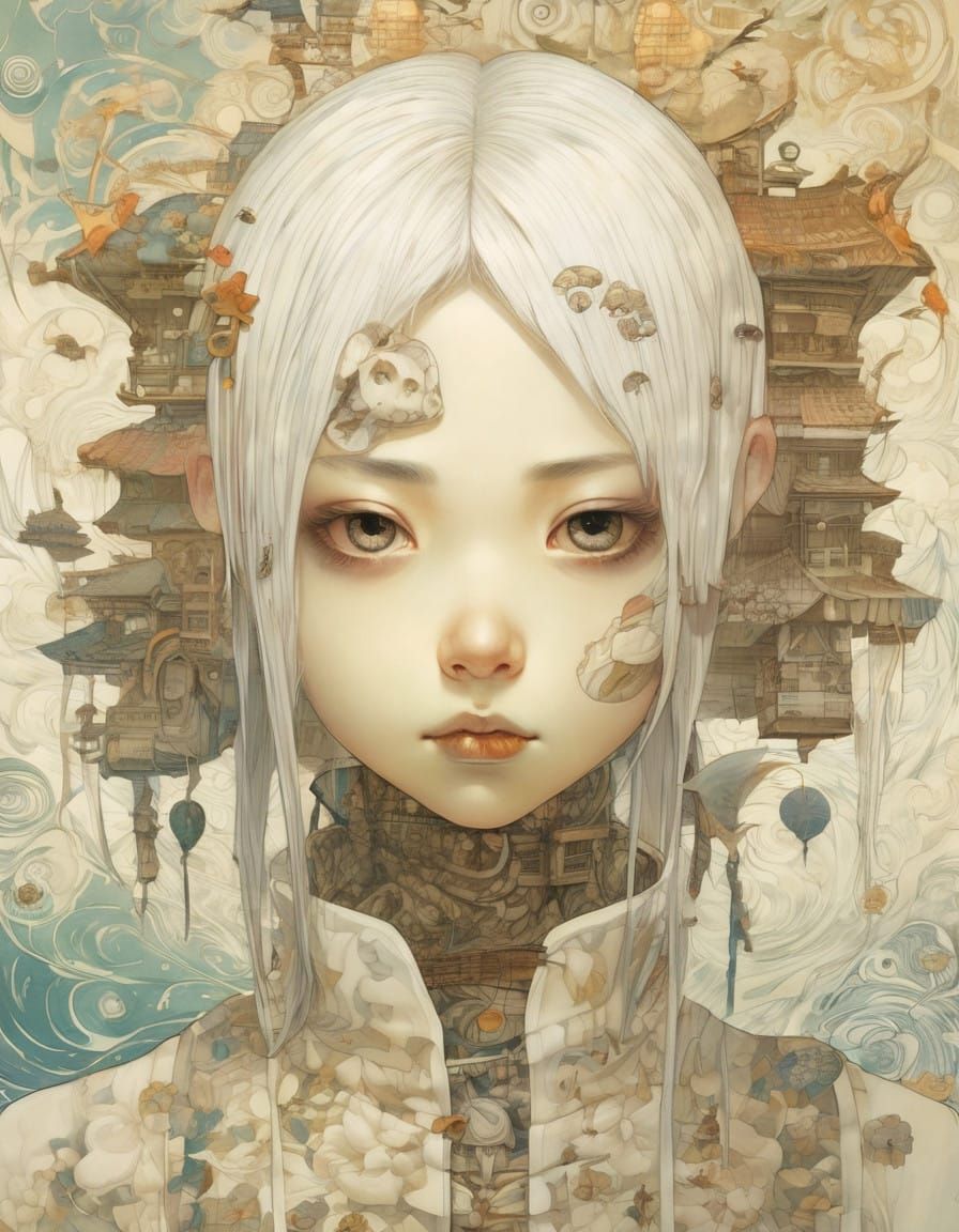 White Haired Subjects Inspired by Japanese Pop Art