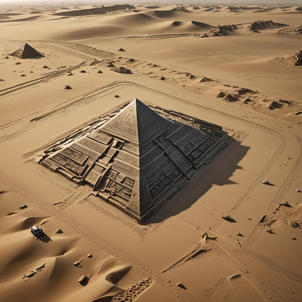 Pyramid Alien Spaceship Lands on Ancient Abydos Sands in Sci...