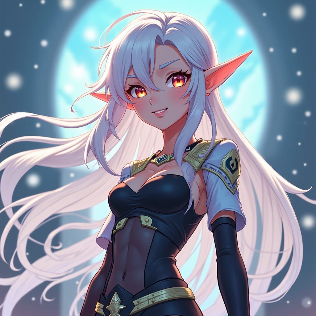 Ethereal Anime Elf with Vibrant Eyes