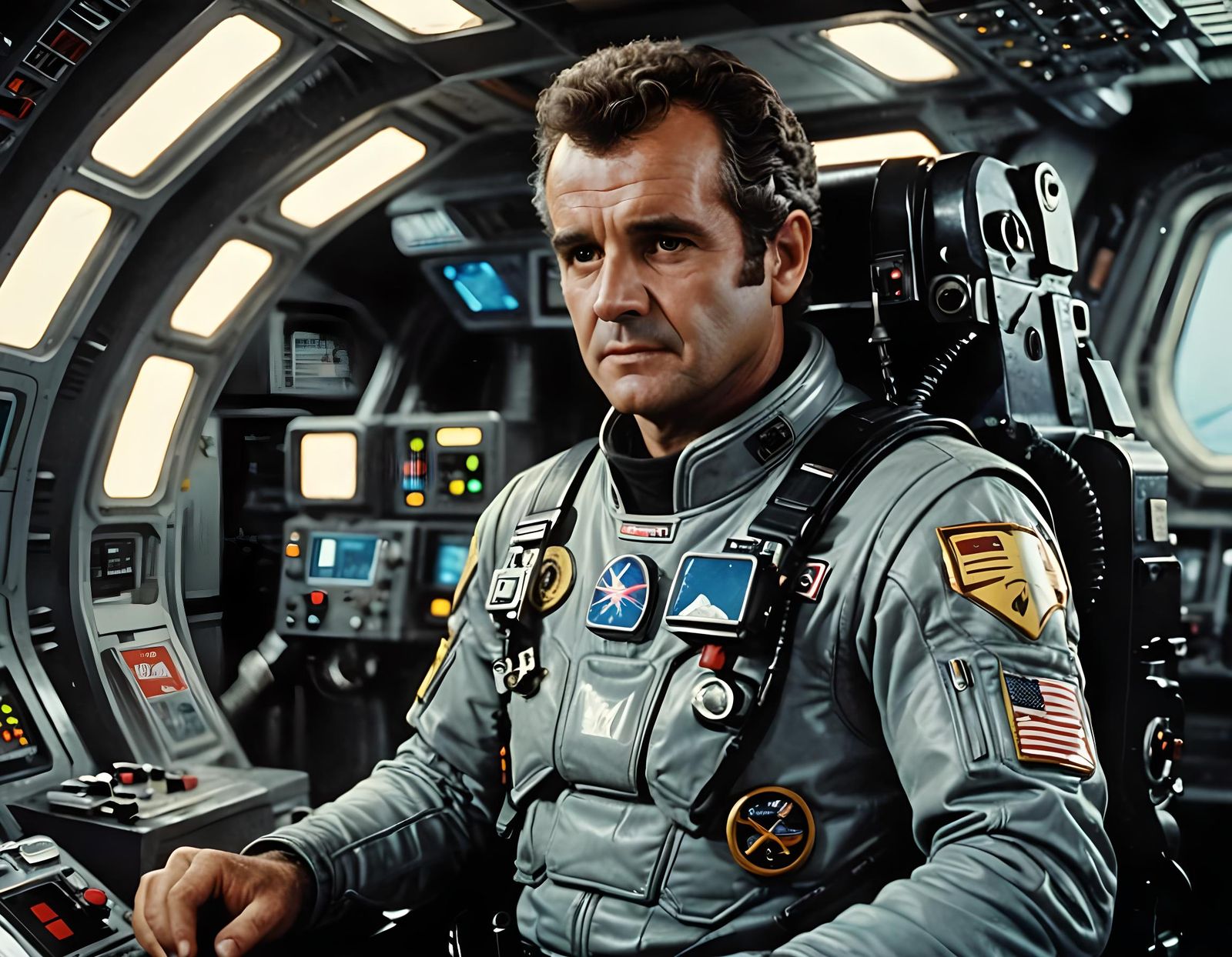 Android Science Officer in Futuristic Spacecraft