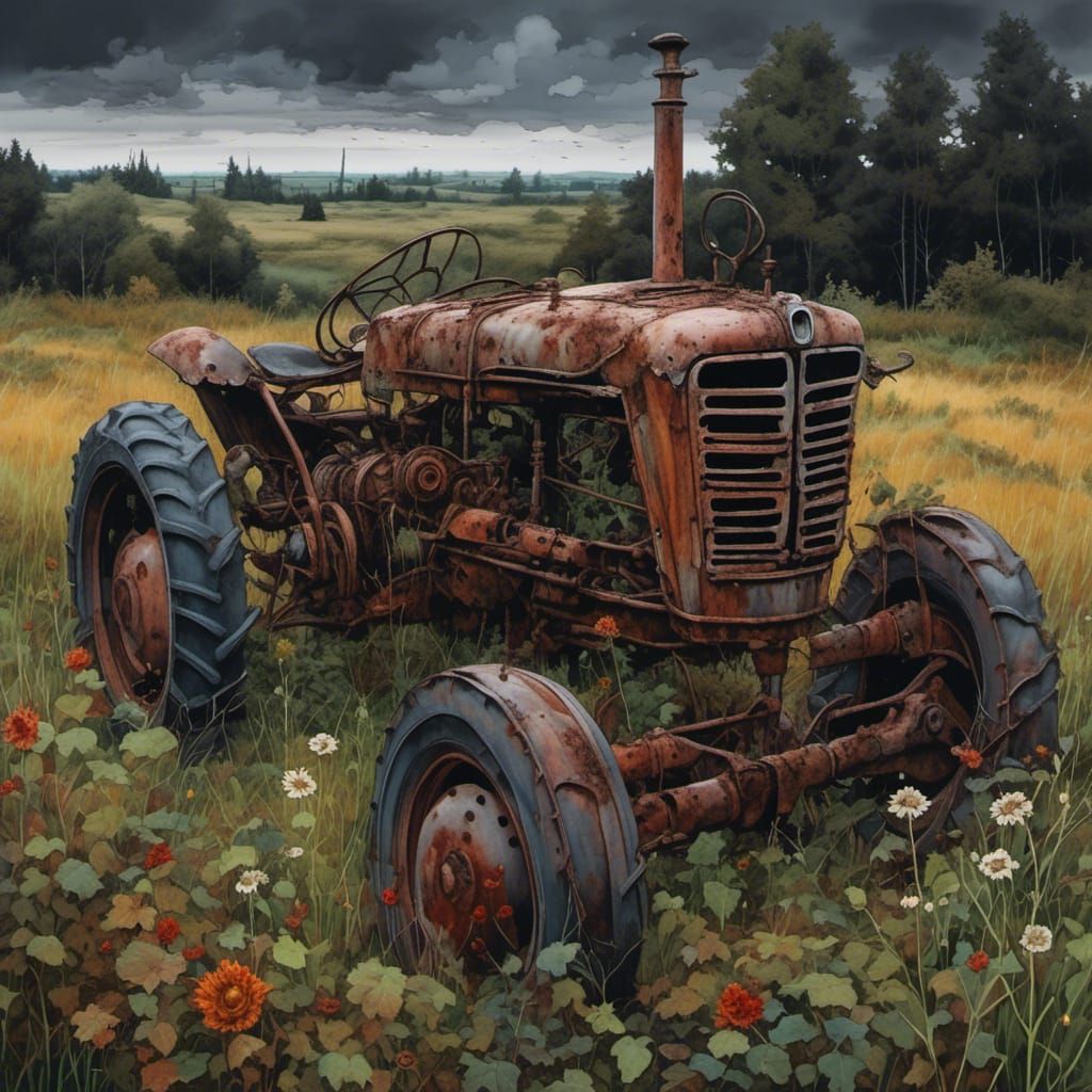 Rusting Tractor in a Forgotten Field