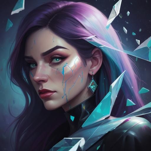 Hyperrealistic Portrait of a Giant Woman Breaking Free