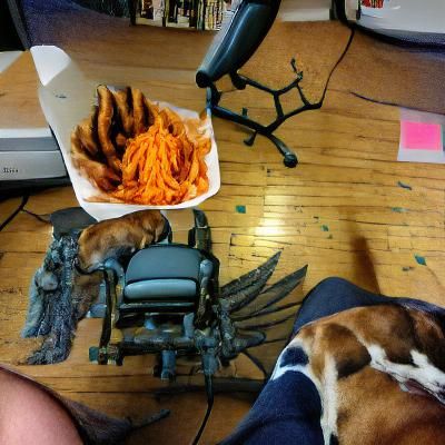 Impasto Portraits of Fierce Canines Amidst Frenzied Banquet