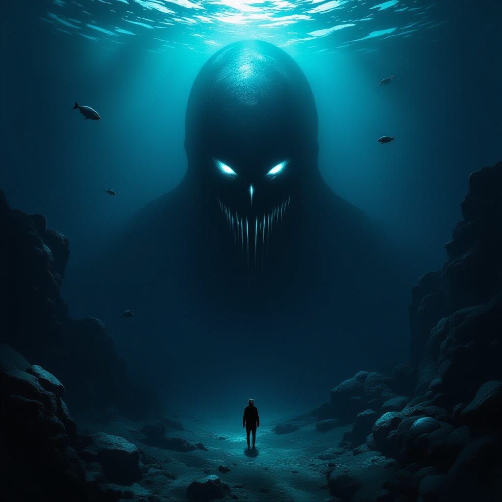 Eerie Mariana Trench Landscape in Gothic Horror Style