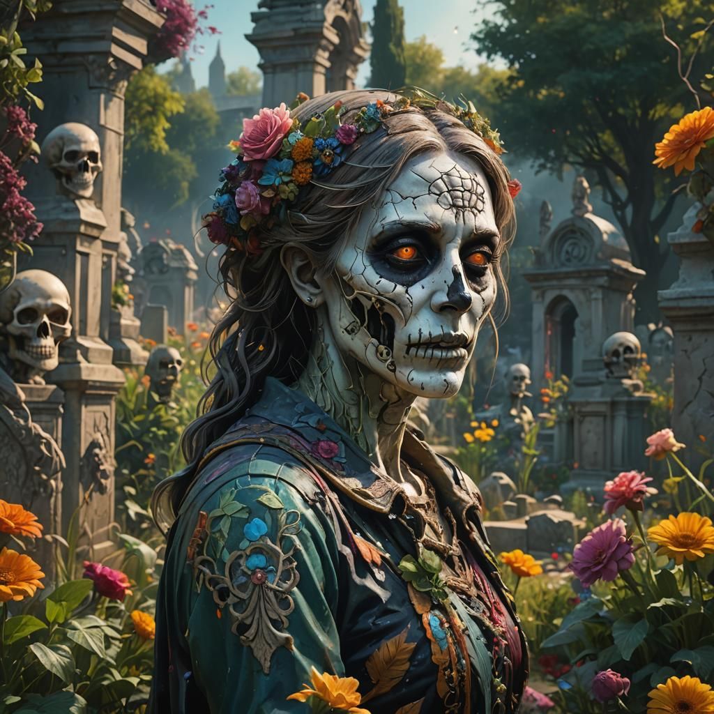 Ethereal Garden of the Afterlife in Hyperrealistic Style