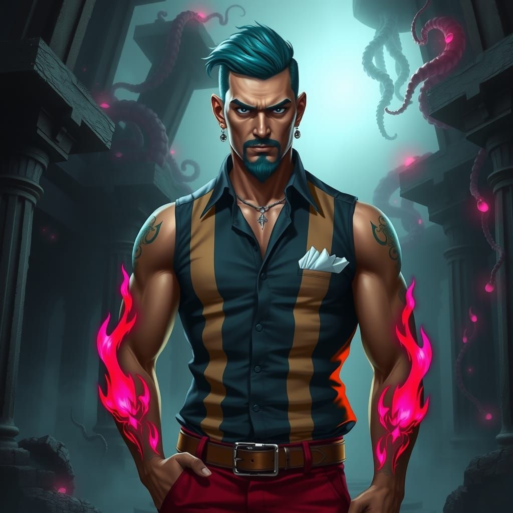 Mysterious Mage Adorned in Vibrant Attire