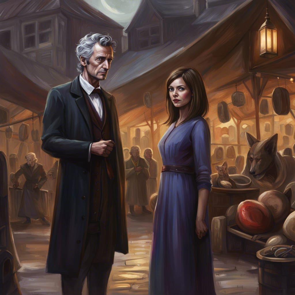 The 12th Doctor in Medieval Marketplace with Aliens