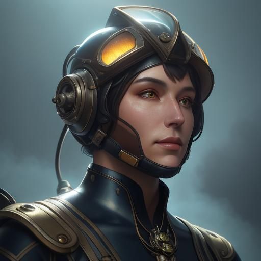 1925 Diving Suit Portrait in Eerie Triadic Colors