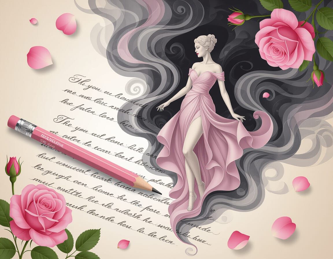Surreal Magical Realism Illustration: Pink Pencil & Sculptur...