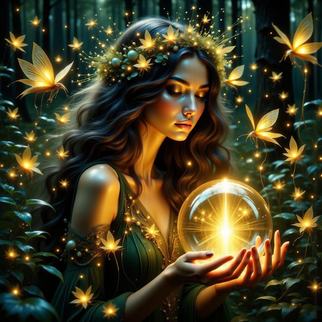 Mystical Figure in a Whimsical Landscape