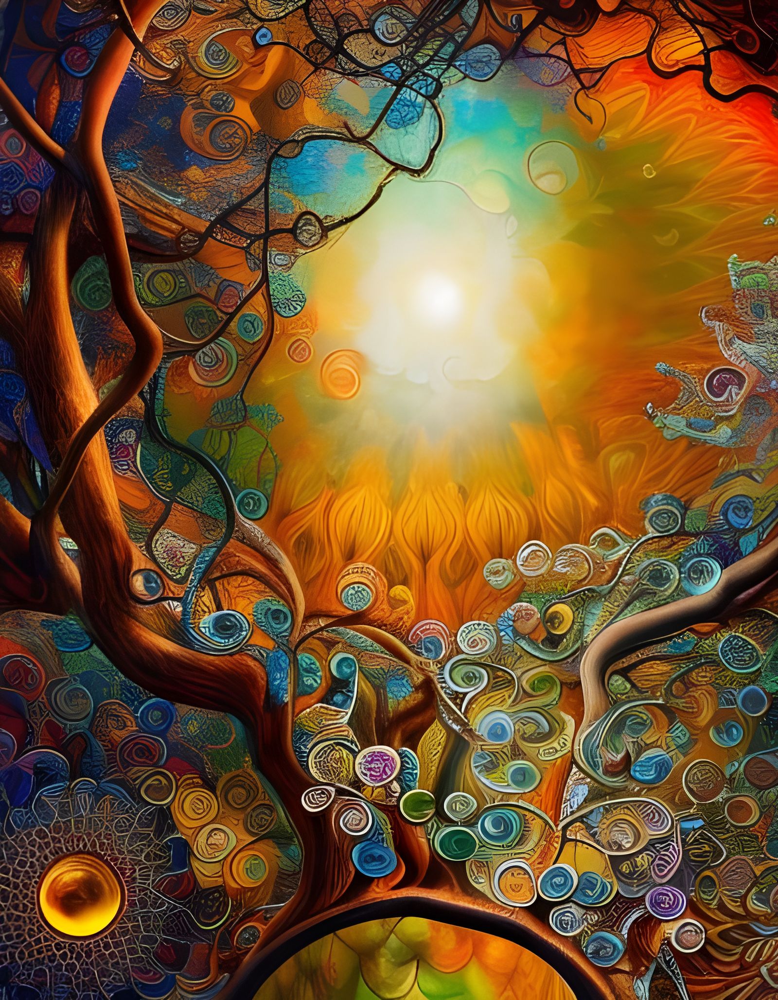 Tree of Life in Iridescent Crystal Canopy