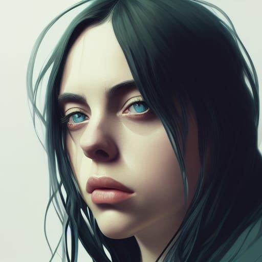 Billie Eilish in Triadic Colors, Hyperdetailed Concept Art P...