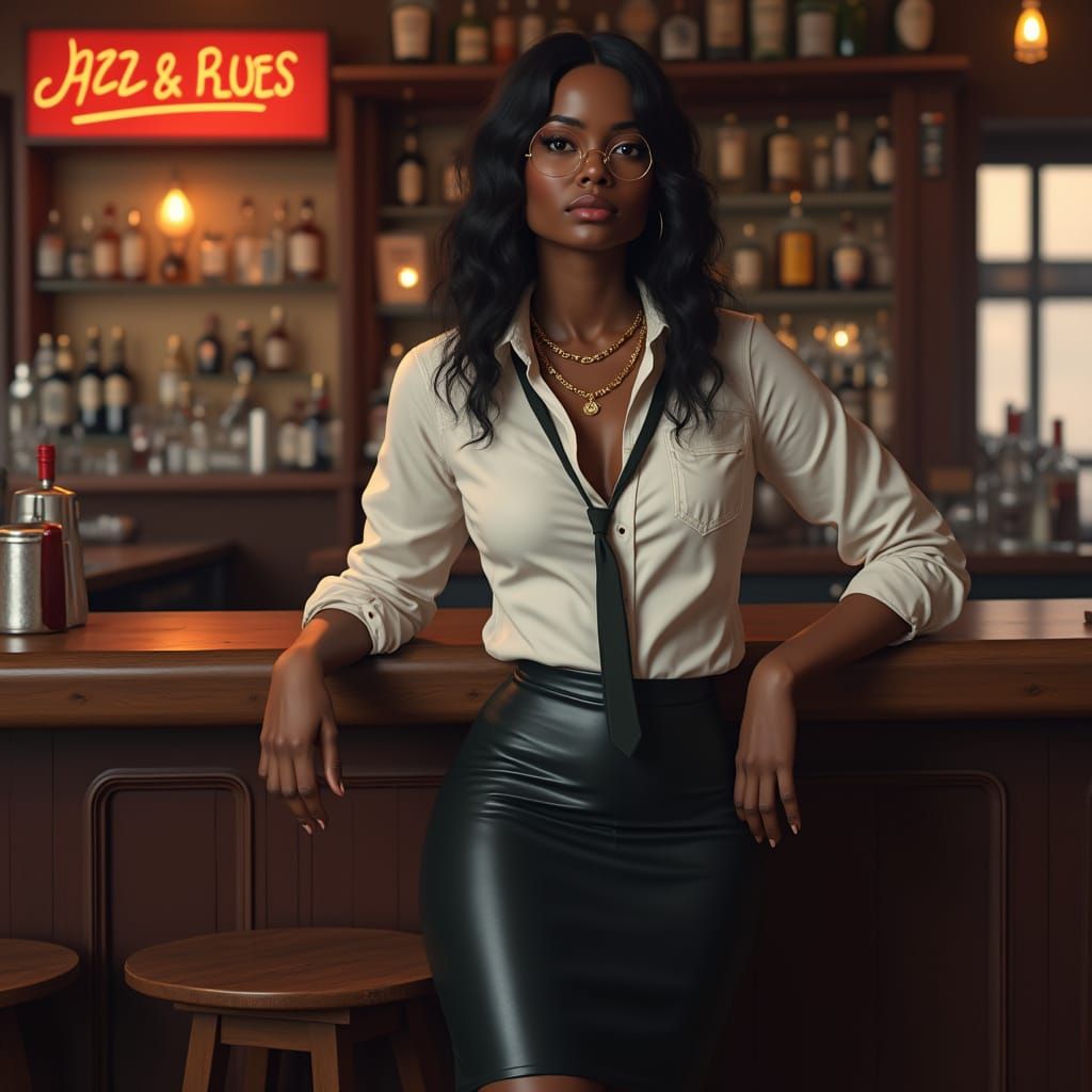 Realistic Photo Of African American Woman In Business Attire...